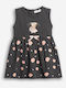 Girls Dress Sleeveless Floral Set with Accessories Grey