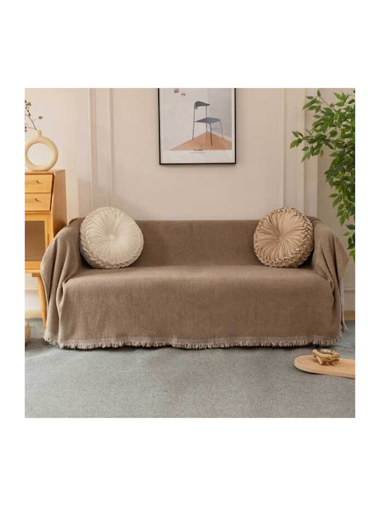 SpitiBazaar Комплект За Покривки 3 Бр Шенил Кафяв