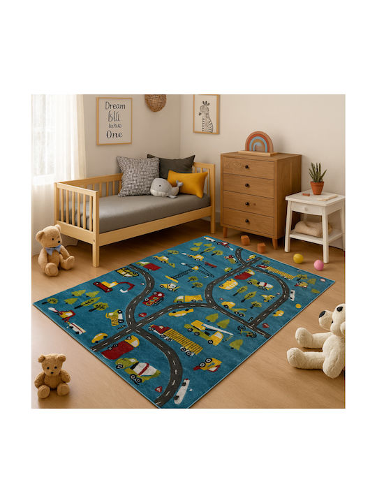 Saray Home 3d City Adventure Kids Rug Albastru 200x250cm