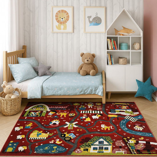 Saray Home 3d Farm Adventure Детско килимче Червен 133x170см