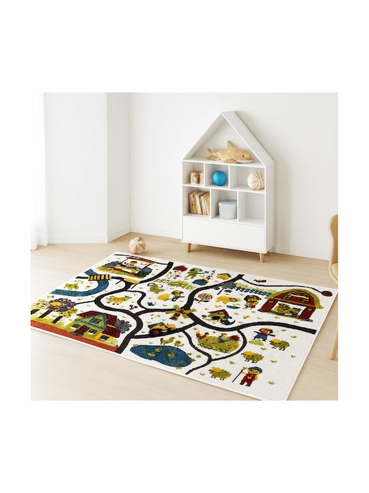 Saray Home 3d Farm Adventure Παιδικό Χαλί Λευκό 133x170cm