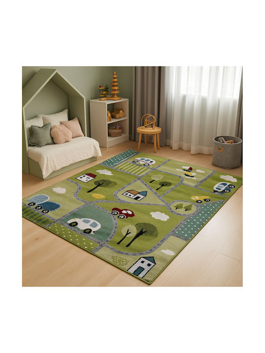Saray Home 3d City Adventure Παιδικό Χαλί Πράσινο 133x170cm