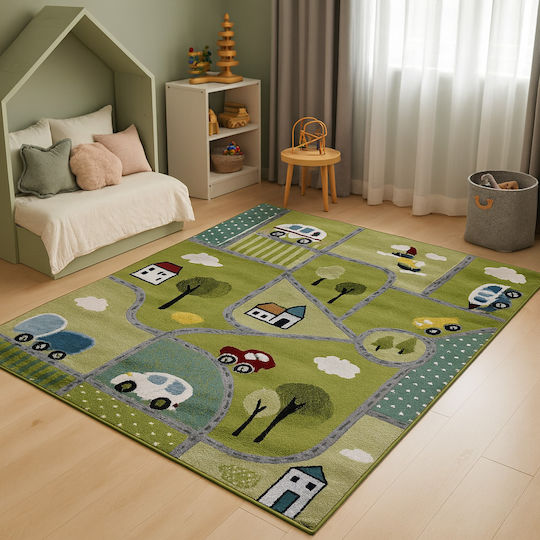 Saray Home 3d City Adventure Kinder Teppich Grün 133x170cm