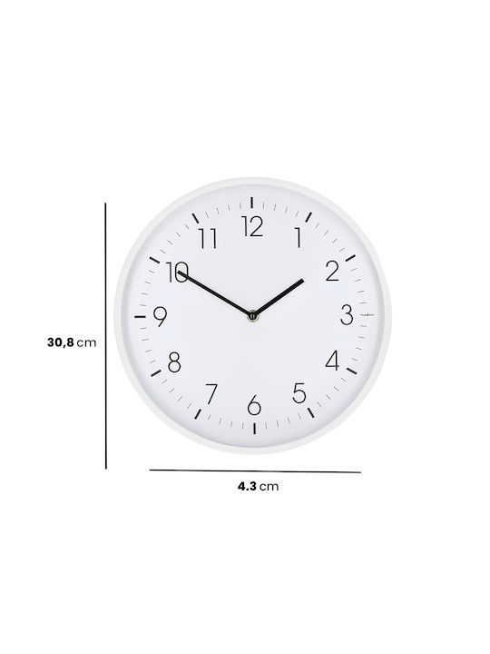 Nedis Leise Wanduhr Kunststoff Weiß Ø30cm