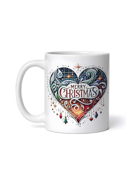 Heart Marry Christmas Minerva Ornament de masă de Crăciun Cană Alb