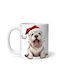 West Highland White Terrier With Christmas Hat Ornament de masă de Crăciun Cană Alb