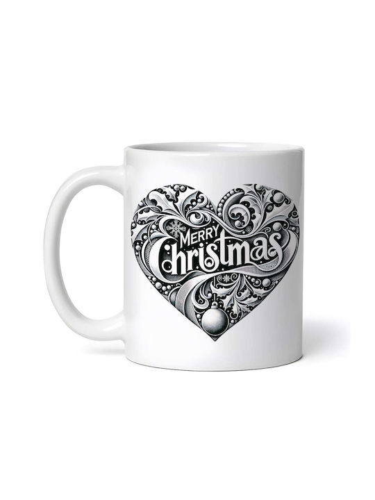 Heart Marry Christmas Marieta Ornament de masă de Crăciun Cană Alb