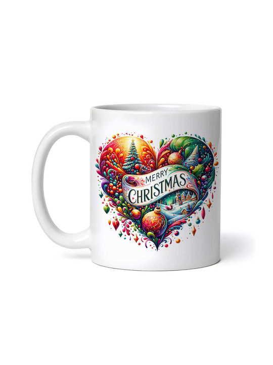 Marry Christmas Heart Medea Ornament de masă de Crăciun Cană Alb