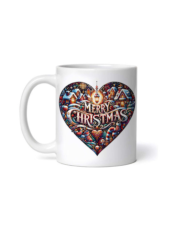 Marry Christmas Heart Melia Ornament de masă de Crăciun Cană Alb