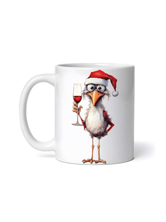 Zippy Bird Ornament de masă de Crăciun Cană Alb