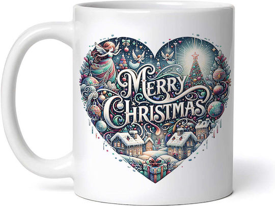 Marry Christmas Heart Irma Ornament de masă de Crăciun Cană Alb