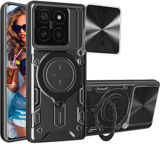 Shockproof Ringstand Slide Camera Case Black for Poco F8 Pro 5G