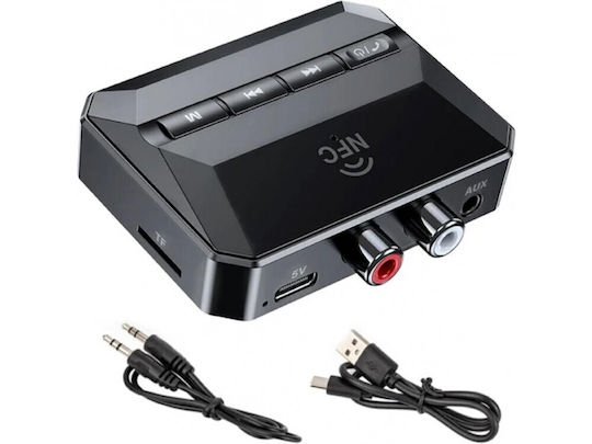 Nordic Bluetooth 5.3 2-in1 Receiver Rca 3.5mm Aux Microsd Wireless Audio Adapter Nfc Black