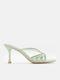 Women's Mules with Thin High Heel in Green Color