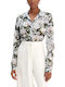 Clouis Women's Floral Long Sleeve Shirt White- Green- Light Blue