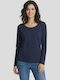 Damen Bluse Baumwolle Langärmelig Navy