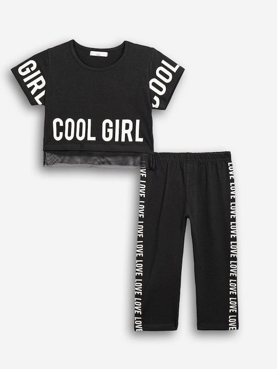 Funky Kids' Set with Leggings Summer 2pcs Black Funky Kids' Set with Leggings Summer 2pcs Black