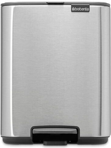 Brabantia Bo Pedal Waste Bin Made of Stainless Steel with Grey Pedal 7lt