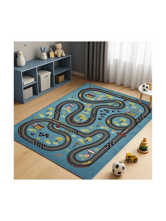 Saray Home 3d City Adventure Детско килимче Син 200x250см
