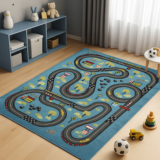 Saray Home 3d City Adventure Παιδικό Χαλί Μπλε 200x250cm