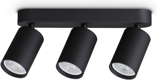 Ideal Lux Τριπλό Σποτ σε Μαύρο Χρώμα