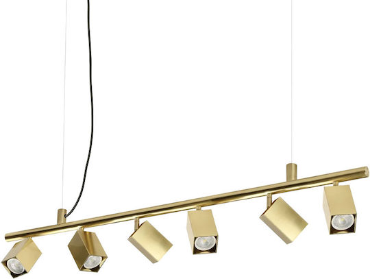 Ideal Lux Sp6 Square Κρεμαστό Φωτιστικό Χρυσό