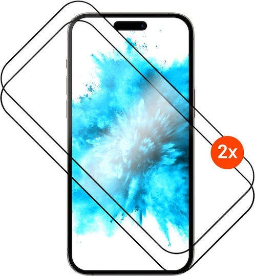 Fixed 2.5D Full Face Tempered Glass 2pcs Black (iPhone 17 / 17 Pro / 16 Pro)