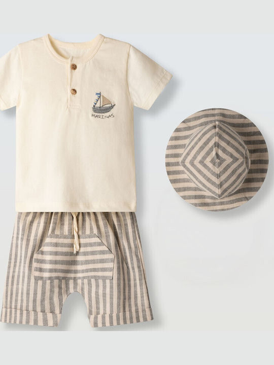 Hashtag Kids Set with Cream Shorts 3 Pieces