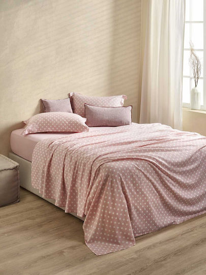 Royal Sateen Signature Dots Σετ Υπέρδιπλο 4τμχ 240x260εκ. Pink