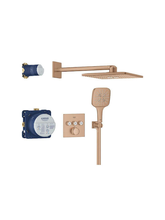 Grohe Σετ Μίκτης, Τηλέφωνο & Κεφαλή Ντουζ Εντοιχισμού για Ντουζιέρα 3 Εξόδων Ασημί