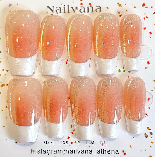 Nailvana Tipsuri Unghii False Handmade Nude Strălucitoare Autocolante (Mediu)