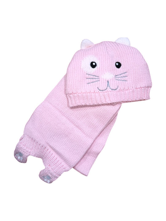 Kinder Mütze Set Gestrickt Rosa