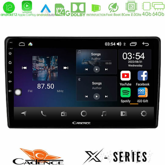 Cadence Автомобилна Аудио Система (Блутут/USB/WiFi/GPS/Apple-Carplay/Android-Auto) с Тъчскрийн 9"