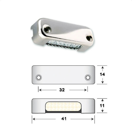 Attwood Πλαφονιέρα Led Λευκό 41χ14mm Κάθετης Τοποθέτησης