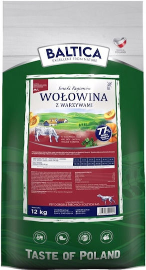 Baltica 12kg Trockenfutter für Hunde mittlerer & großer Rassen ohne Getreide mit Rindfleisch und Gemüse