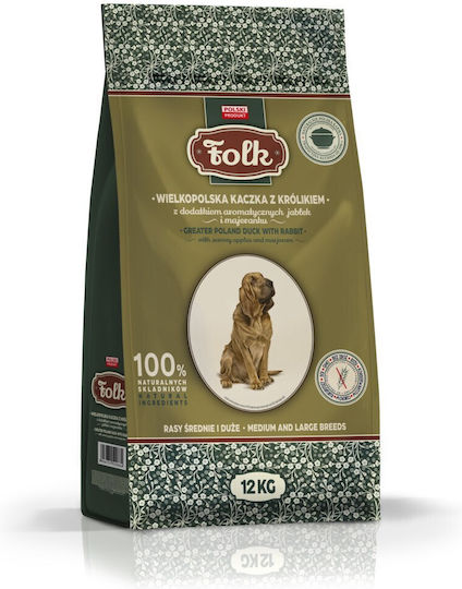 Dog Food 12kg Dry Food for Medium & Large Breed Dogs Grain-Free with Duck and Rabbit