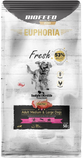 Biofeed Euphoria 25kg Trockenfutter für erwachsene Hunde mittlerer & großer Rassen mit Fleisch, Türkei und Kaninchen