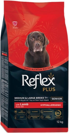 Reflex Medium Large Senior 12kg Ξηρά Τροφή για Ηλικιωμένους Σκύλους Μεσαίων & Μεγαλόσωμων Φυλών με Αρνί