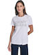 Logo Women's Summer Blouse Cotton Short Sleeve White
