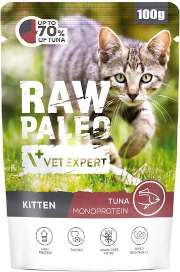 VetExpert Raw Paleo Υγρή Τροφή για Ανήλικες Γάτες με Τόνο χωρίς Σιτηρά 100gr