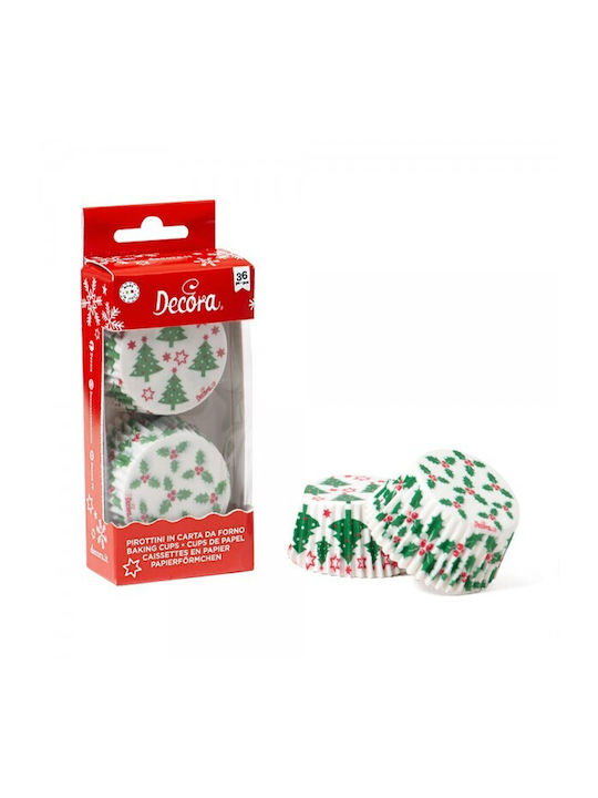 Decora Χριστουγεννιάτικη Χάρτινη Βάση Cupcake Δεντράκια 5εκ.