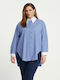 Women's Striped Long Sleeve Shirt Blue