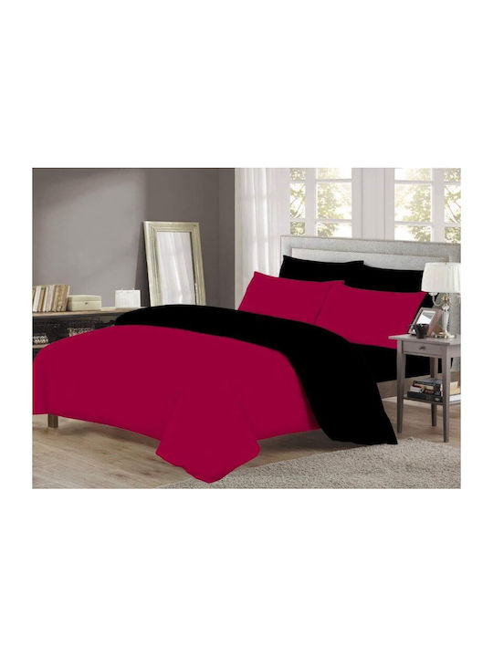 Duvet Cover Set Cotton Single with Pillowcase 160x240 Red-black
