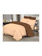 Duvet Cover Set Cotton Queen with 2 Pillowcases 220x240 Beige-brown