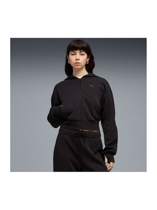 PUMA Long Women's Sweatshirt Jacket Hooded Black