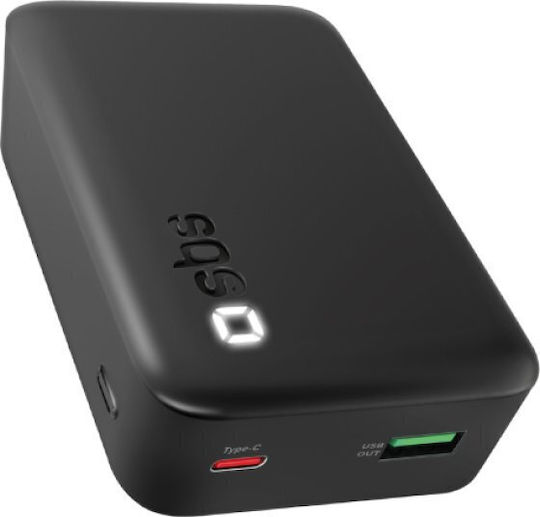 SBS Power Bank 20000mAh 20W με Θύρα USB-A και Θύρα USB-C Power Delivery Μαύρο