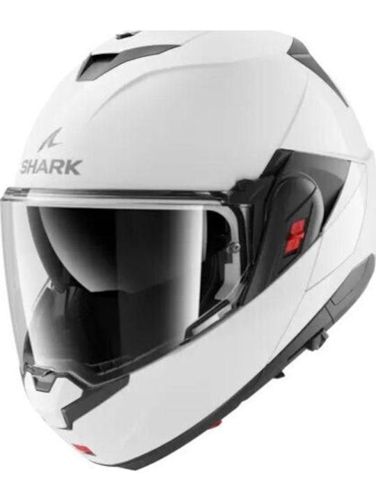 Shark OXO Evo-ES Pearly White Motorcycle Helmet Flip-Up ECE 22.06 with Sunvisor