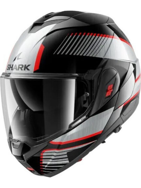 Shark OXO Sikter Chrome Silver Κράνος Μηχανής Flip-Up ECE 22.06 με Sunvisor