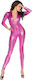 Sexy Women Hollow Out Long Sleeves V Neck Jumpsuits Pink