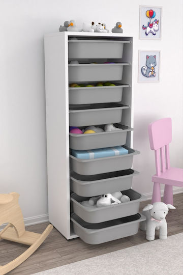 Comodă pentru copii Alb cu 9 sertare 45.5x30x122buc